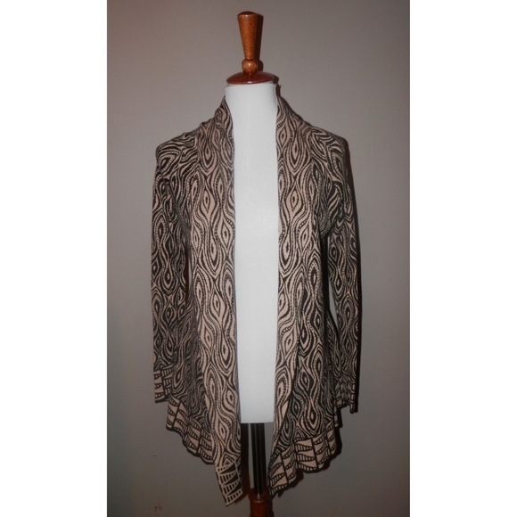 MOTH Sweater Cardigan Small Brown Black Open Front